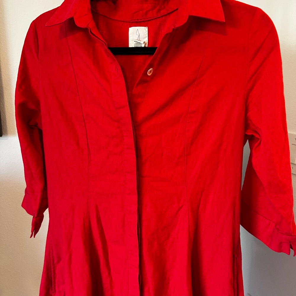 Joie Vibrant Red Long Sleeve Dress with callout - Picture 2 of 10